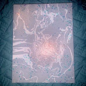 Homemade painting Grey and White w/ Glitter